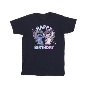 Lilo & Stitch Mens Cotton Happy Birthday T-Shirt / Navy Blue